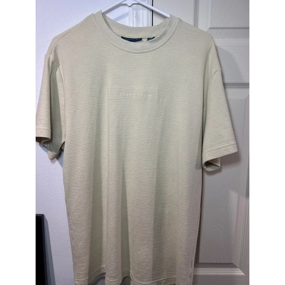 Perry Ellis cream textured crewneck short sleeve